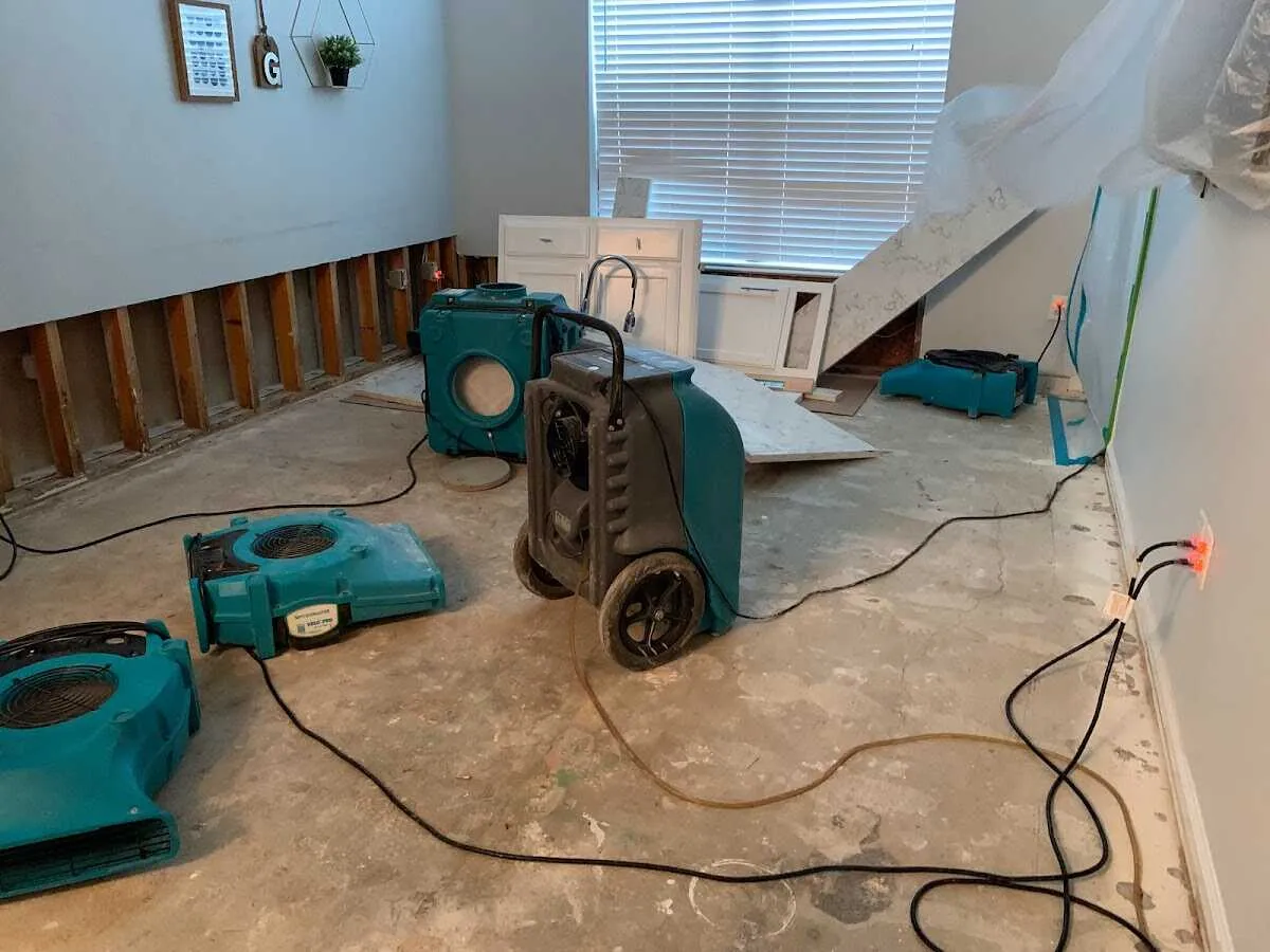 Dehumidifier in flood-cut room for Water Extraction & Removal in Plainville